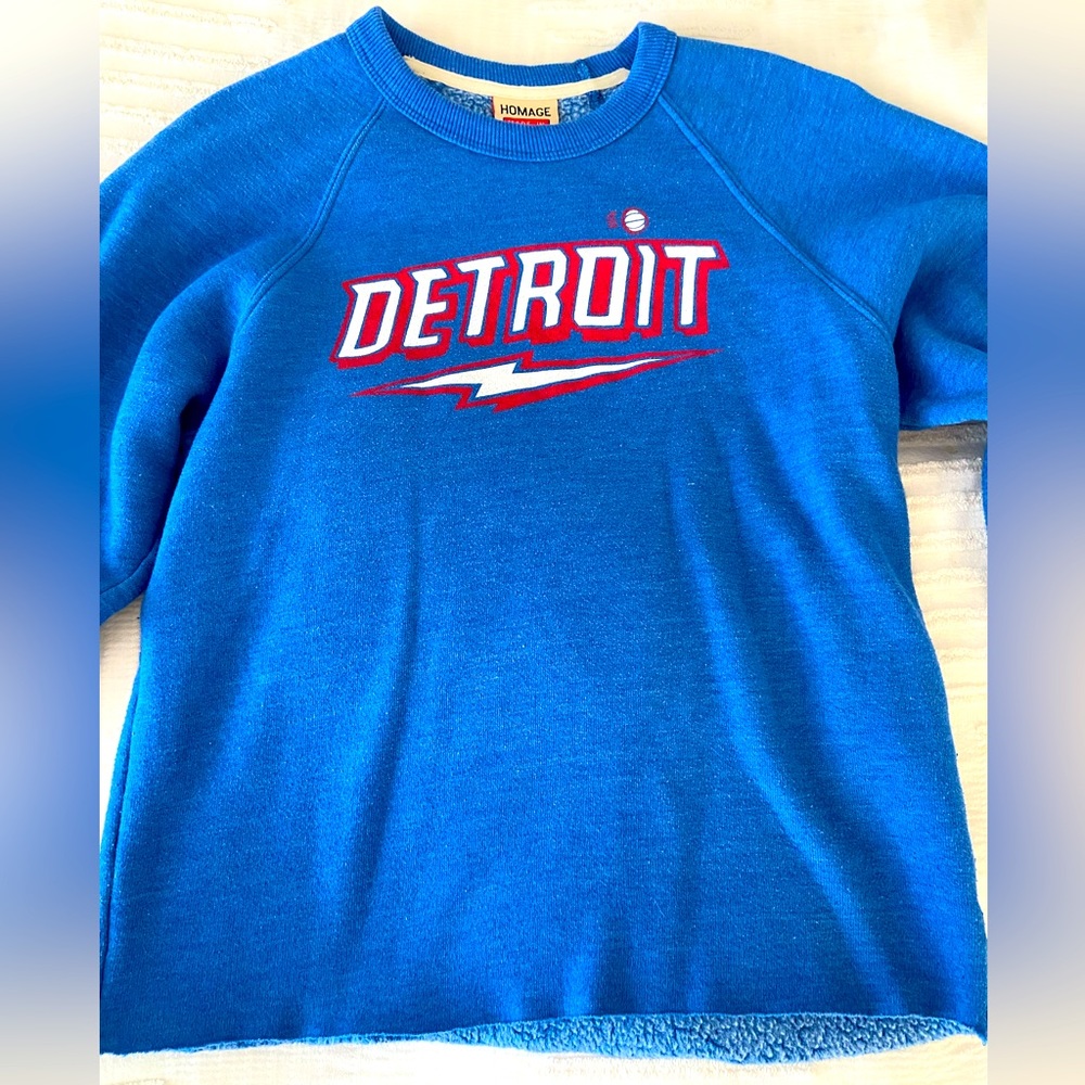 HOMAGE Blue Detroit Pistons Sweatshirt